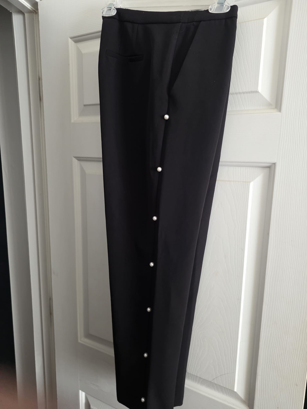Black Dress Pants with Pearl Button Detail